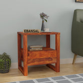 Fusta Solid Sheesham Wood Side End Table (Natural Finish)